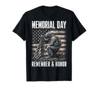 Memorial Day Remember and Honor Patriotic US Flag Camiseta