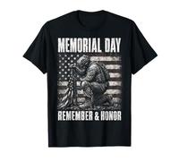 Memorial Day Remember and Honor Patriotic US Flag Camiseta