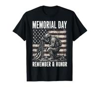 Memorial Day Remember and Honor Patriotic US Flag Camiseta