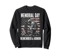 Memorial Day Remember and Honor Patriotic US Flag Sudadera