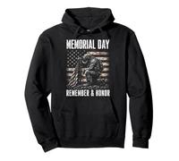 Memorial Day Remember and Honor Patriotic US Flag Sudadera con Capucha