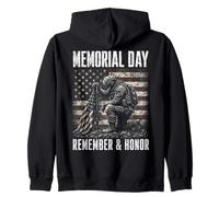 Memorial Day Remember and Honor Patriotic US Flag Sudadera con Capucha