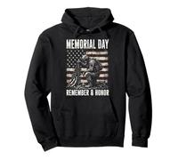 Memorial Day Remember and Honor Patriotic US Flag Sudadera con Capucha