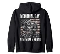 Memorial Day Remember and Honor Patriotic US Flag Sudadera con Capucha