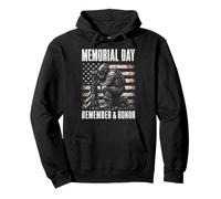 Memorial Day Remember and Honor Patriotic US Flag Sudadera con Capucha