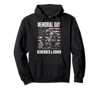 Memorial Day Remember and Honor Patriotic US Flag Sudadera con Capucha