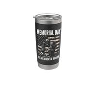 Memorial Day Remember and Honor Patriotic US Flag Vaso térmico de acero inoxidable de doble pared