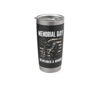 Memorial Day Remember and Honor Patriotic US Flag Vaso térmico de acero inoxidable de doble pared