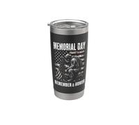 Memorial Day Remember and Honor Patriotic US Flag Vaso térmico de acero inoxidable de doble pared