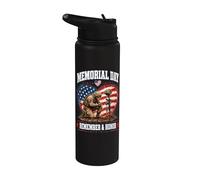 Memorial Day Remember Honor Fallen Soldier Patriotic America Stainless Steel Insulated Water Bottle