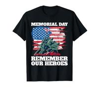 Memorial Day Remember Our Heroes Bandera de Estados Unidos Camiseta gráfica económica