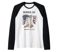 Memorial Day Remember the Fallen Camiseta Manga Raglan