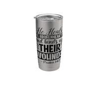 Memorial de condolencias Christian He Heals the Brokenhearted Grief Vaso térmico de acero inoxidable de doble pared