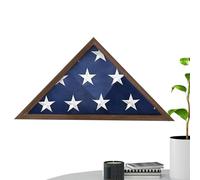 Memorial Flag Box, Wood Desktop Shadow Box, Patriotic Flag Display for Flags, Collector Display Stand for Veteran Home Office Living Room Bedroom Study Bookshelf Museum Decor