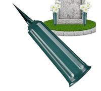 Memorial Flower Holder Marker, Cemetery Grave, 9.8x3.0x3.0 Inch Vessel with Ground Spike, Weather-Resistant ABS Hardware, Tapered with Traditional Style, Outdoor Accessory for Gravestone