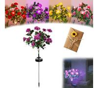 Memorial Garden Bloom Lights - Featuring Ultra-Realistic Artificial Petals, Solar-Powered & Weatherproof, Solar Azalea Flowers Light, Easy Install, for Yard Patio Pathway Lawn Cemetery (Purple)