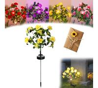 Memorial Garden Bloom Lights - Featuring Ultra-Realistic Artificial Petals, Solar-Powered & Weatherproof, Solar Azalea Flowers Light, Easy Install, for Yard Patio Pathway Lawn Cemetery (Yellow)