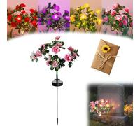 Memorial Garden Bloom Lights - Featuring Ultra-Realistic Artificial Petals, Solar Powered & Weatherproof, Solar Azalea Flowers Light, Easy Install, for Yard Patio Pathway Lawn Cemetery (Pink)