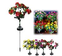 Memorial Garden Bloom Lights, Solar Powered Outdoor Flower Stakes, Featuring Ultra-Realistic Artificial Petals, Solar-Powered & Weatherproof, for Cemetery Tribute, Grave, Yard, Patio, Path (#B)