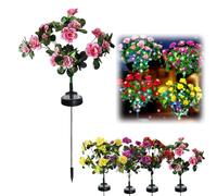 Memorial Garden Bloom Lights, Solar Powered Outdoor Flower Stakes, Featuring Ultra-Realistic Artificial Petals, Solar-Powered & Weatherproof, for Cemetery Tribute, Grave, Yard, Patio, Path (#A)