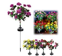 Memorial Garden Bloom Lights, Solar Powered Outdoor Flower Stakes, Featuring Ultra-Realistic Artificial Petals, Solar-Powered & Weatherproof, for Cemetery Tribute, Grave, Yard, Patio, Path (#C)