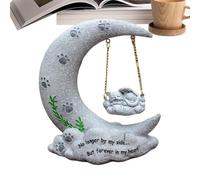 Memorial in Loss of Cat, Angel Cat on Moon Resin Statue Pet Remembrance, Outdoor Grave Marker Tombstone, Compact Material for Garden Heaven and Bereavement Keepsake Decoration