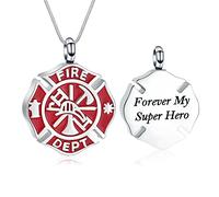 memorial jewelry Bomberos Depto de Fuego Redondo Cremación Colgante Joyería de Cremación para Cenizas, Acero inoxidable, Sin gemas.