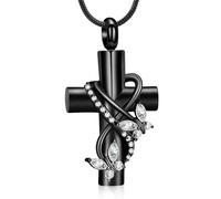 memorial jewelry Collar de cremación para cenizas colgante - Collar de urna con mariposa de cristal y minicremación, Acero inoxidable, No es una piedra preciosa