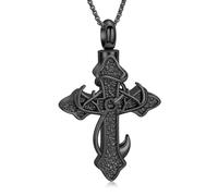 memorial jewelry Collar de urna de cruz con vides para cenizas, acero inoxidable, estilo oscuro, joyería de cremación para cenizas, collar con colgante de recuerdo, joyería de memoria, regalos para