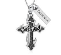 memorial jewelry Collar de urna de cruz con vides para cenizas, acero inoxidable, estilo oscuro, joyería de cremación para cenizas, collar con colgante de recuerdo, joyería de memoria, regalos para