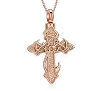 memorial jewelry Collar de urna de cruz con vides para cenizas, acero inoxidable, estilo oscuro, joyería de cremación para cenizas, collar con colgante de recuerdo, joyería de memoria, regalos para