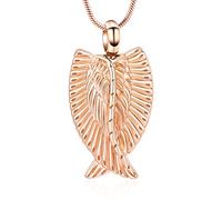 memorial jewelry Collar de urna para cenizas, collar de cremación de ala de ángel para cenizas, colgante de urna de acero inoxidable, soporte de cenizas, Dios te tiene en sus brazos I have you in my heart, 1.06*0.67 in, Acero inoxidable, Acero inoxidable