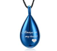 memorial jewelry Tallado lágrima Keepsake Collar de ceniza urna colgante Cremación Siempre en mi corazón, Acero inoxidable, No es una piedra preciosa