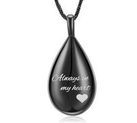 memorial jewelry Tallado lágrima Keepsake Collar de ceniza urna colgante Cremación Siempre en mi corazón, Acero inoxidable, No es una piedra preciosa