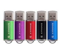 Memorias USB 5 Piezas 16GB USB 2.0 Stick Flash Drive Pendrives Almacenamiento Datos por SIMMAX (16GB Verde Púrpura Rojo Negro Azul)