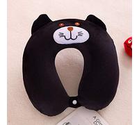 Memory cotton U-shaped pillow Travel memory foam neck pillow Travel pillow U-shaped pillow-Black cat_30*28 * 9cm