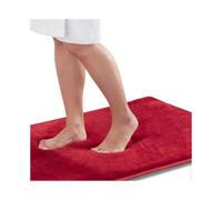 Memory Foam Bath Mat Non Slip Absorbent Super Cozy Velvet Bathroom Rug Carpet (17 inches X 24 inches, Red)