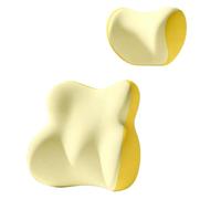 Memory Foam Headrest & Lumbar Cushion, Ergonomic Car Pillow, (Yellow)