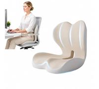 Memory Foam Seat Cushion for Office Chair, Ergonomic Coccyx Support Cushion for Long Sitting, Orthopaedic Desk Chair Cushion with Pressure Relief for Home, Work & Car Use (Beige)