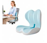 Memory Foam Seat Cushion for Office Chair, Ergonomic Coccyx Support Cushion for Long Sitting, Orthopaedic Desk Chair Cushion with Pressure Relief for Home, Work & Car Use (Blue-Gray)