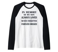 Memory of My Son Always Loved Never Forgotten Son Memorial Camiseta Manga Raglan