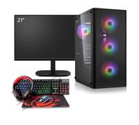 Memory PC Gaming Completo AMD 5700X, NVIDIA RTX 5060 8 GB, 32 GB de RAM DDR4, SSD M.2 de 1 TB, Windows 11 Pro, Monitor para Juegos de 27 Pulgadas y 100 Hz, Auriculares, Teclado, ratón, WiFi