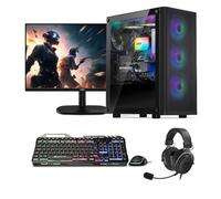 Memory PC Gaming Completo Ryzen 7 5700G, 16 GB DDR4, SSD M.2 de 1000 GB, Windows 11 Pro 64 bits + Monitor para Juegos de 24 Pulgadas y 100 Hz + Teclado, ratón, Paquete de Auriculares, WiFi