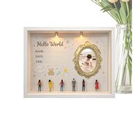 Memory Shadow Box - Mini Museum Lighted Display Case, DIY Aesthetic Keepsake Frame with Soft LED Illumination, Front Opening Insert Feature, Ideal for Family Decor Nursery Desk Table Shelf