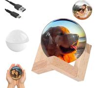 Memory Sphere Lamp, 3D Video Crystal Ball Projector Night Light, Uploadable Videos & Photos, 3D Creative Crystal LED Lamps for Couples, Pets, Memories, USB Rechargeable (White)
