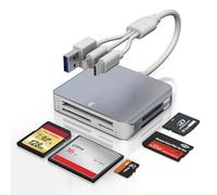 Memory Stick Pro Duo - Adaptador 5 en 1 para iPhone, lector de tarjetas SD/TF/MS/CF/XD para PC/Android/dispositivo Lightning, lector de tarjetas de memoria múltiple de aluminio, USB C, Lightning OTG