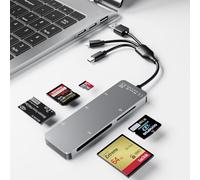 Memory Stick Pro Duo Adaptador Lector de Tarjetas 5 en 1 de Aluminio SD/TF/CF/MS/XD para PC/Android/Dispositivo Lightning, Lightning+USB A+USB C Memory Stick Pro Duo Reader para iPhone