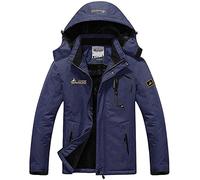 Memoryee Chaqueta Impermeable para Hombres Chaqueta Polar de Invierno Cálida Chaqueta de Esquí A Prueba de Viento Bolsillos Múltiples/Navy blue/L