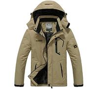 Memoryee Chaqueta Impermeable para Hombres Chaqueta Polar de Invierno Cálida Chaqueta de Esquí A Prueba de Viento Bolsillos Múltiples/Light color/XXL