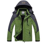 Memoryee Chaqueta Impermeable para Hombres Chaqueta Polar de Invierno Cálida Chaqueta de Esquí A Prueba de Viento Bolsillos Múltiples/Green/XL